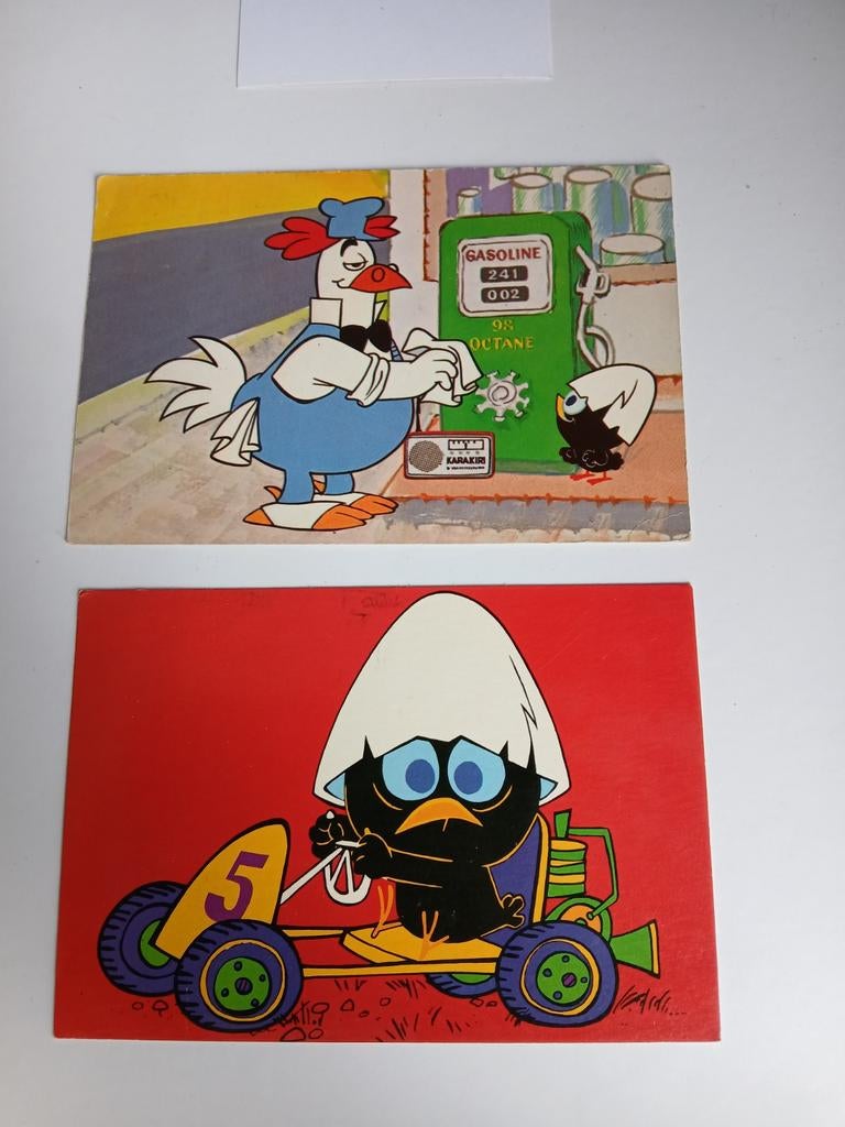 2 cartes Caliméro 1972 écrites, Verzamelen, Ophalen of Verzenden, 1960 tot 1980, Gelopen, Overige thema's