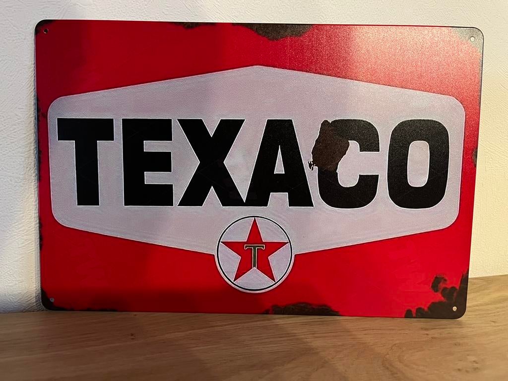 Metalen plaat van Texaco, Verzamelen, Merken en Reclamevoorwerpen, Ophalen of Verzenden, Zo goed als nieuw