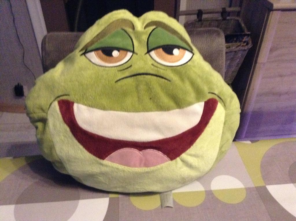 Coussin en peluche Naveen Princesse et la Grenouille (30 cm), Enlèvement ou Envoi, Comme neuf, Grenouille