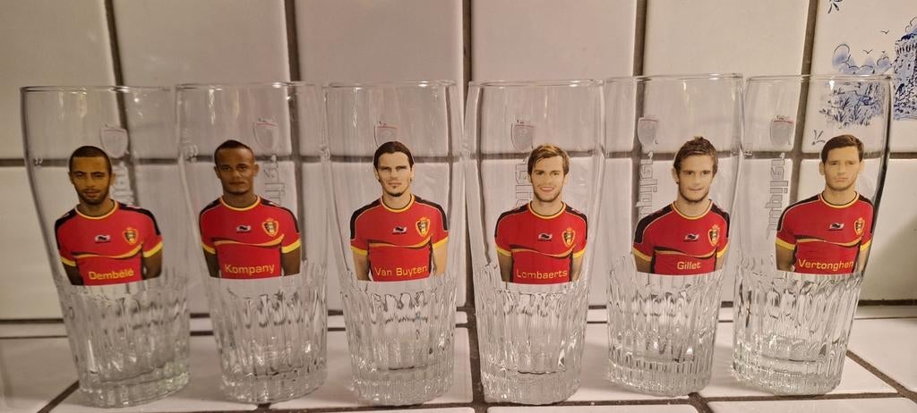 ensemble de six verres à bière Jupiler, diables rouges, Enlèvement ou Envoi, Comme neuf