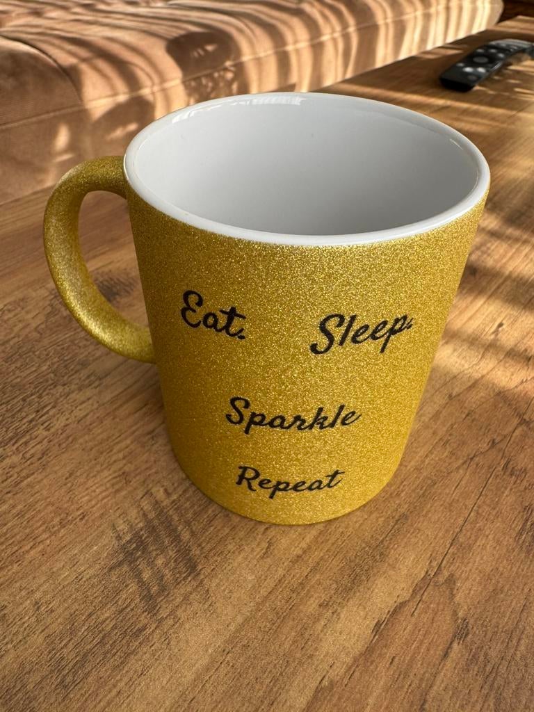 Tas glitter koffie mok goud, Ophalen of Verzenden, Zo goed als nieuw