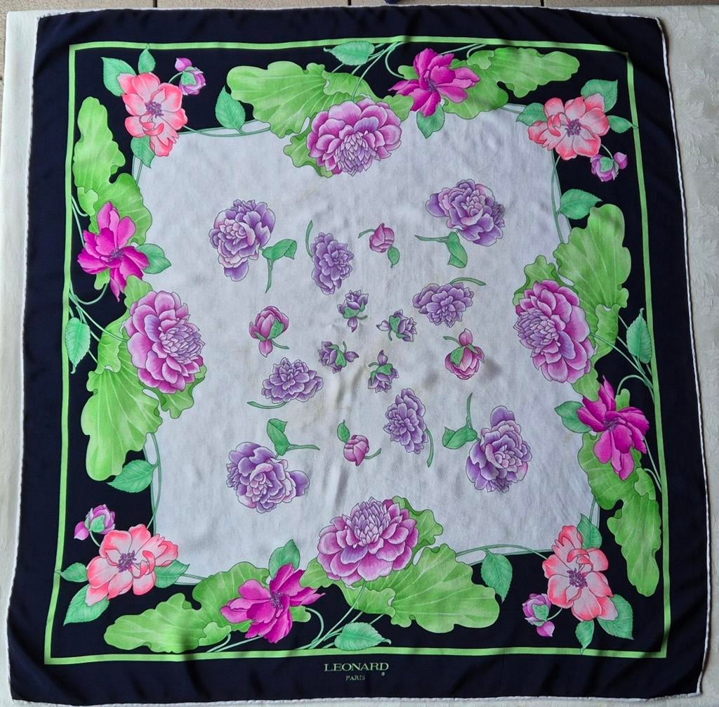 Léonard vintage carré foulard 100 % zijde, Ophalen of Verzenden
