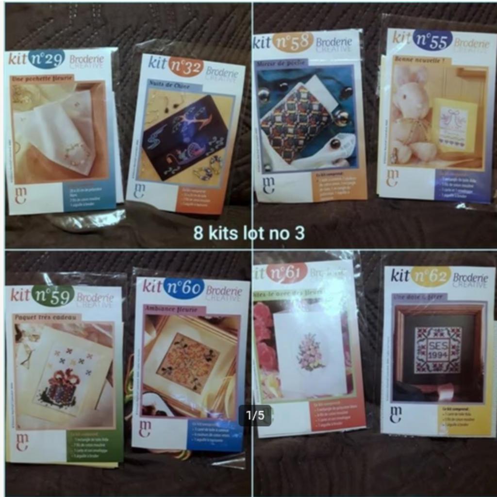 fil de broderie , kits a broder avec fils ( lot no 3 )8 kits, Enlèvement ou Envoi, Comme neuf, Broderies à la main, Set à broder
