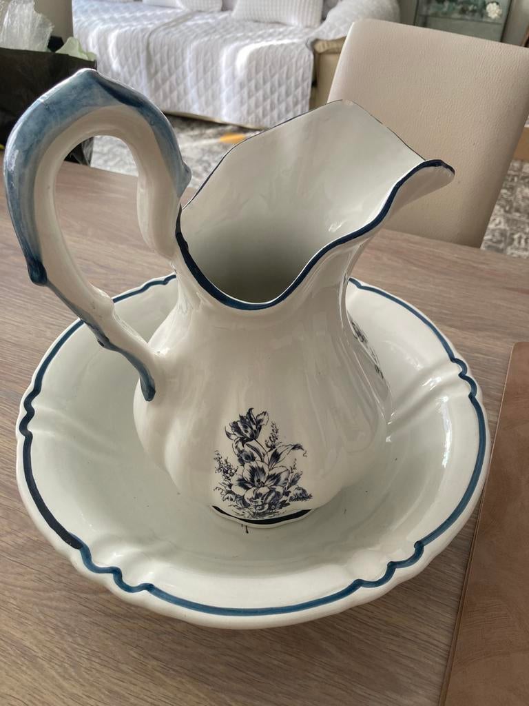 traditionele Delftsblauwe waterkan en waskom (wastafelset), Ophalen of Verzenden