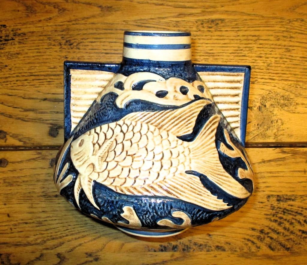 art deco vaas  vissen, Ophalen of Verzenden