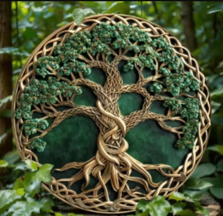 Vintage rond metalen bord Levensboom met knopen (20cm), Huis en Inrichting, Woonaccessoires | Wanddecoraties, Nieuw, Ophalen of Verzenden