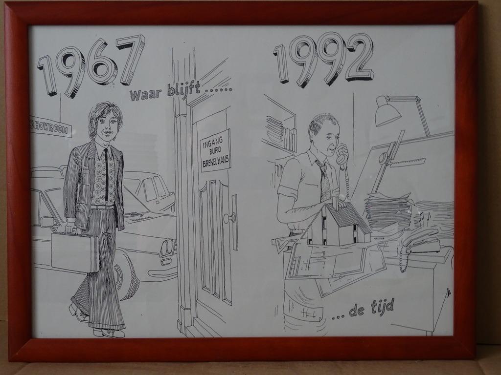 Dessin à la plume JB Où va le temps 1967-1992 Buro Brekelman, Enlèvement ou Envoi
