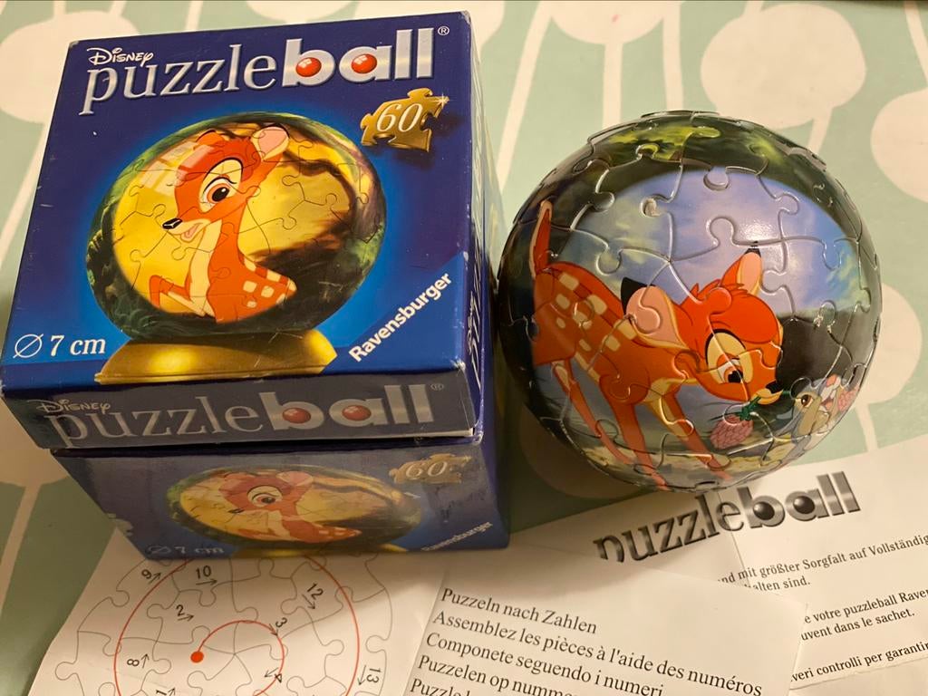 Ravensburger Puzzleball Bambi Disney 60 stukken +handleiding, Ophalen of Verzenden, Meer dan 50 stukjes, Zo goed als nieuw