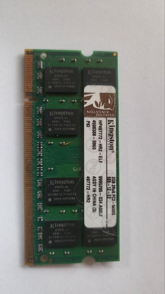 RAM DDR2 pour ordinateur portable Kingston de 2 Go, Enlèvement ou Envoi, PC2-6400 (800MHz), Reconditionné, DDR2