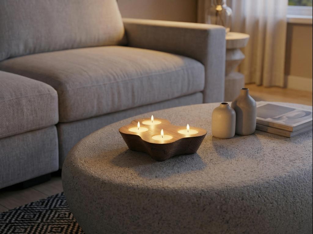 Massief eikenhouten theelicht houder, Huis en Inrichting, Overige kleuren, Nieuw, Ophalen of Verzenden, Minder dan 25 cm