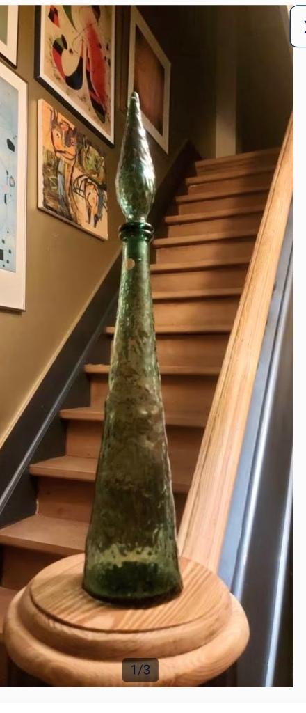 Empoli fles, karaf in groen glas, Antiek en Kunst, Antiek | Glaswerk en Kristal, Ophalen of Verzenden