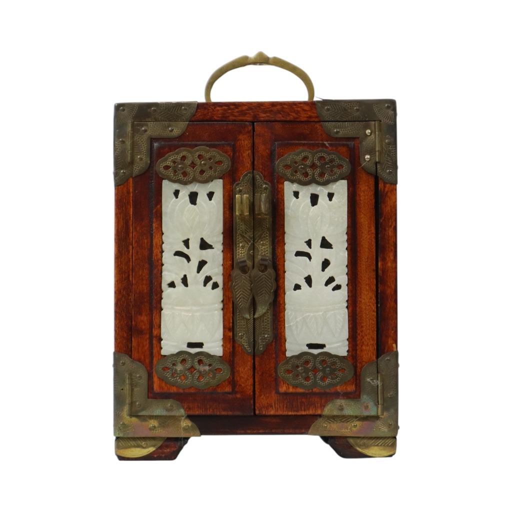 Chinese Juwelenkist met Lades Sierraden Doos Jade Palissande, Antiek en Kunst, Ophalen of Verzenden