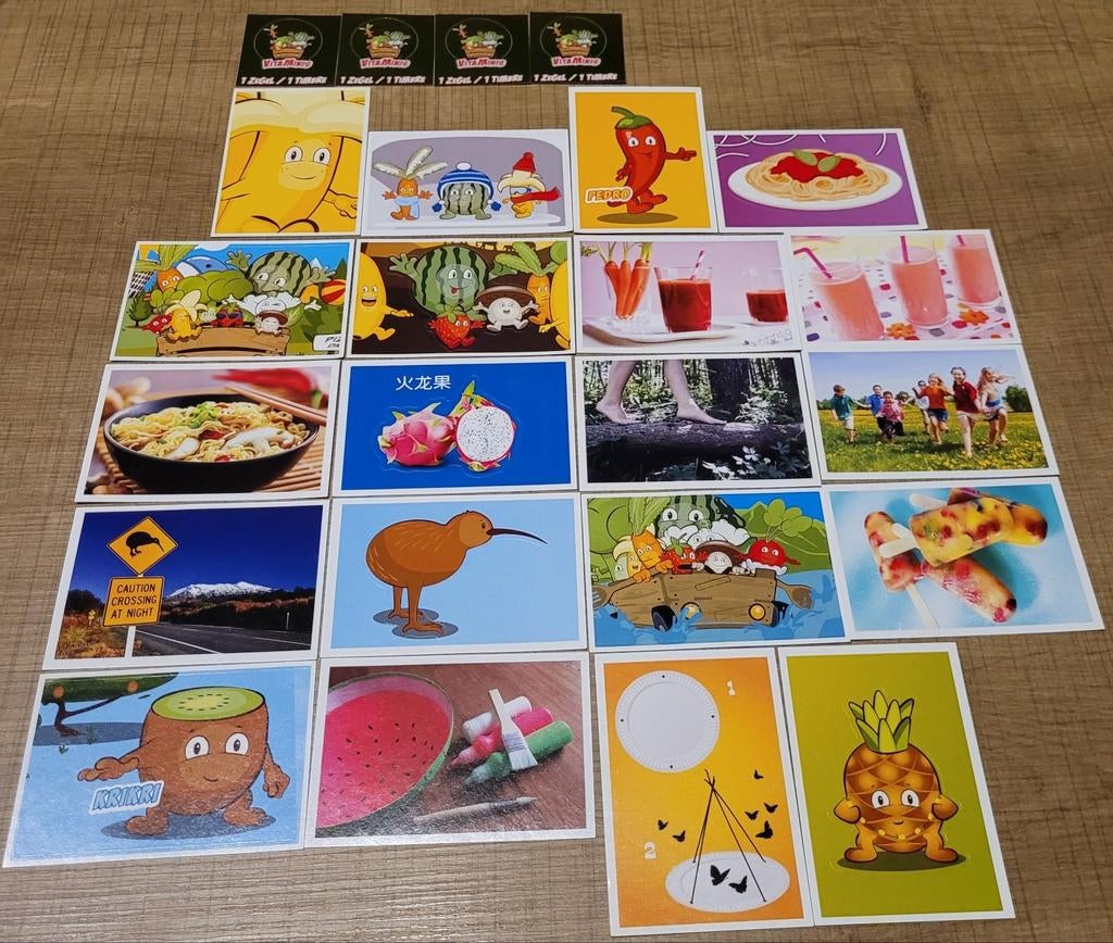 37 verzamelstickers reeks Vitamini's (Delhaize), Verzamelen, Stickers, Ophalen of Verzenden, Zo goed als nieuw, Winkel of Supermarkt