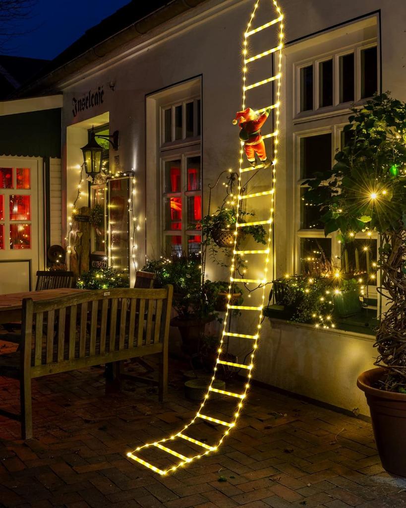 Kerstman Op Reusachtige Ladder. Led-verlicht Aanbieding 50%, Ophalen of Verzenden, Nieuw
