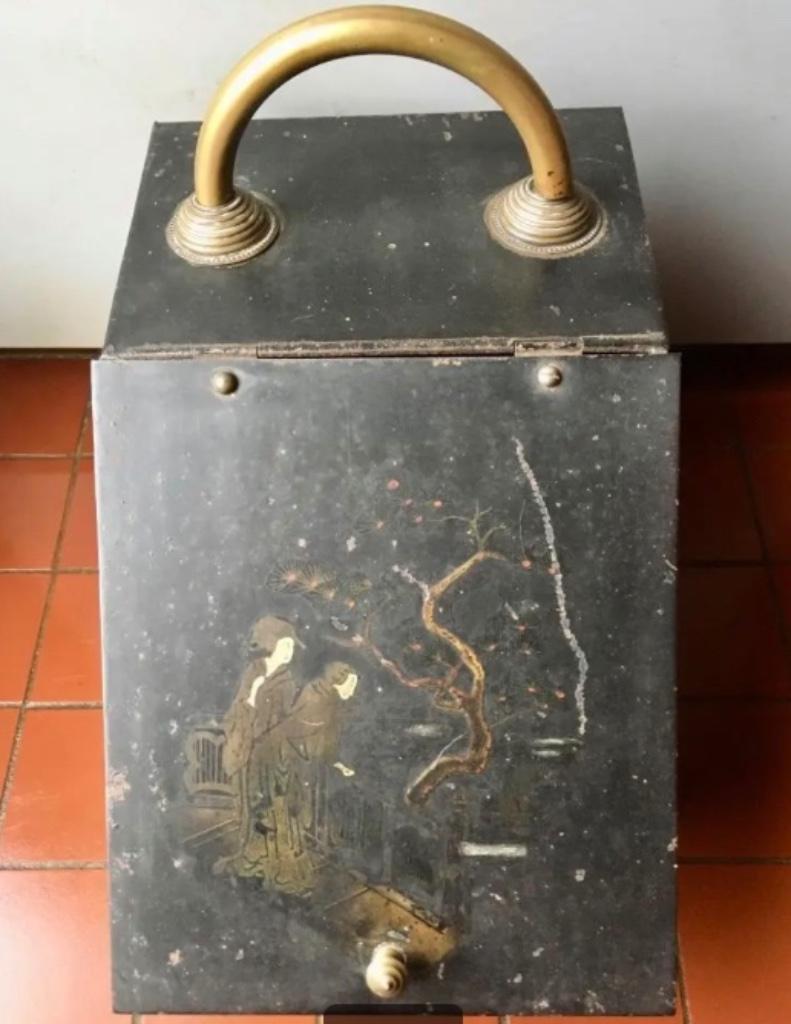 Boîte à charbon Regency 19e siècle, anglaise, chinoiserie, Enlèvement ou Envoi