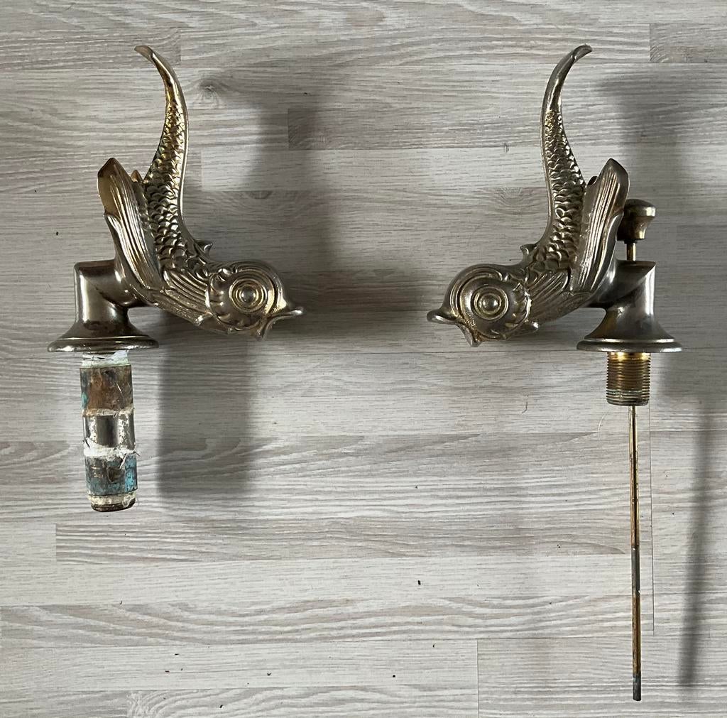 Vintage bronzen design badkamerset dolfijnen, Ophalen of Verzenden, Gebruikt
