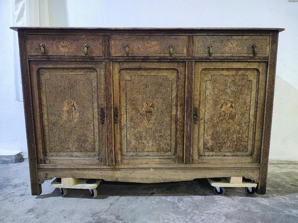 Antiek ingelegd houten dressoir-Louis XVI/neoklassieke stijl, Ophalen