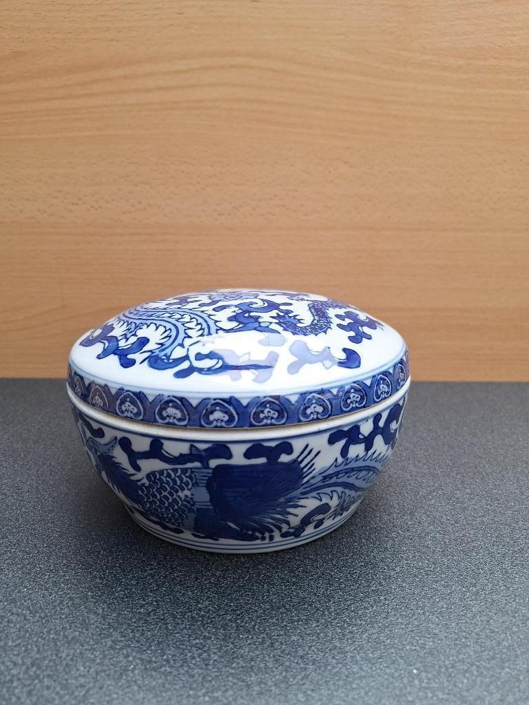 Bol avec couvercle motif dragon bleu asiatique, Enlèvement ou Envoi