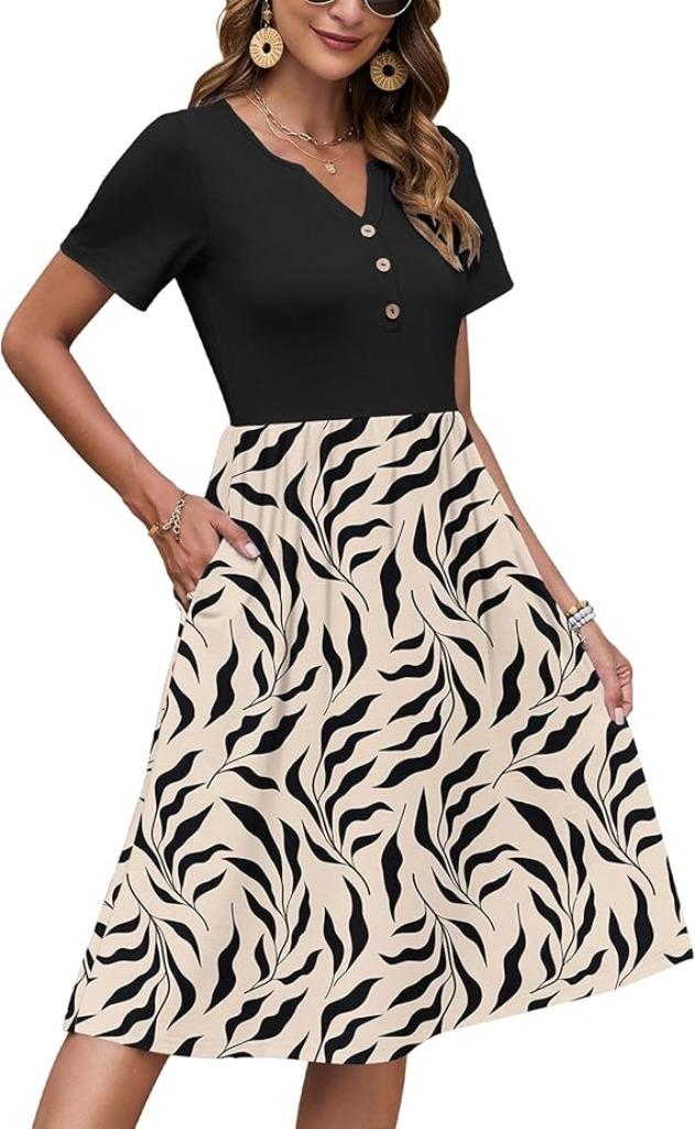 Robe d'été pour femme | Col en V | Manches courtes | Nouveau, Neuf, -, Autres couleurs, -