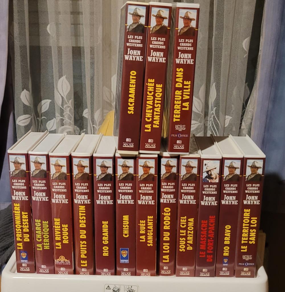 15 Cassettes VHS John Wayne, Tous les âges, Enlèvement ou Envoi, Comme neuf, Action et Aventure