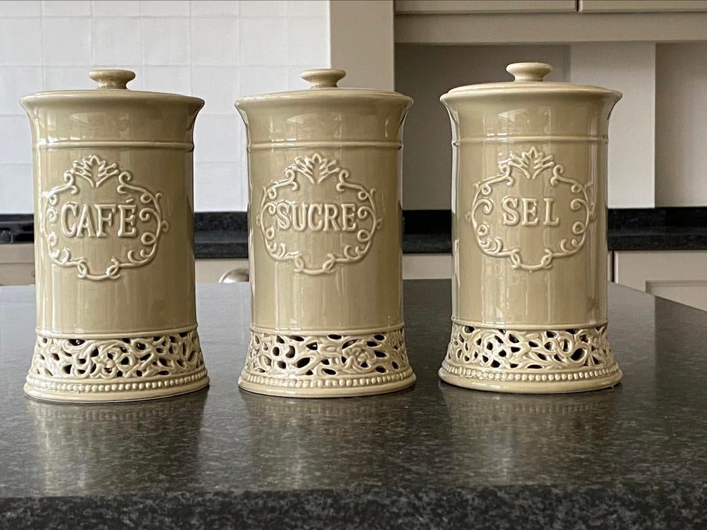 3 decoratieve sierpotten keuken, Ophalen, Zo goed als nieuw
