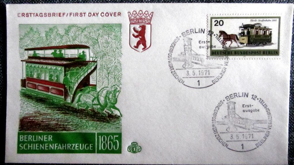 FDC-VERVOERMIDDELEN-TRAM-TREIN-AUTO-KOETS-FIETS- DUITSLAND, Ophalen of Verzenden, Gestempeld, Treinen