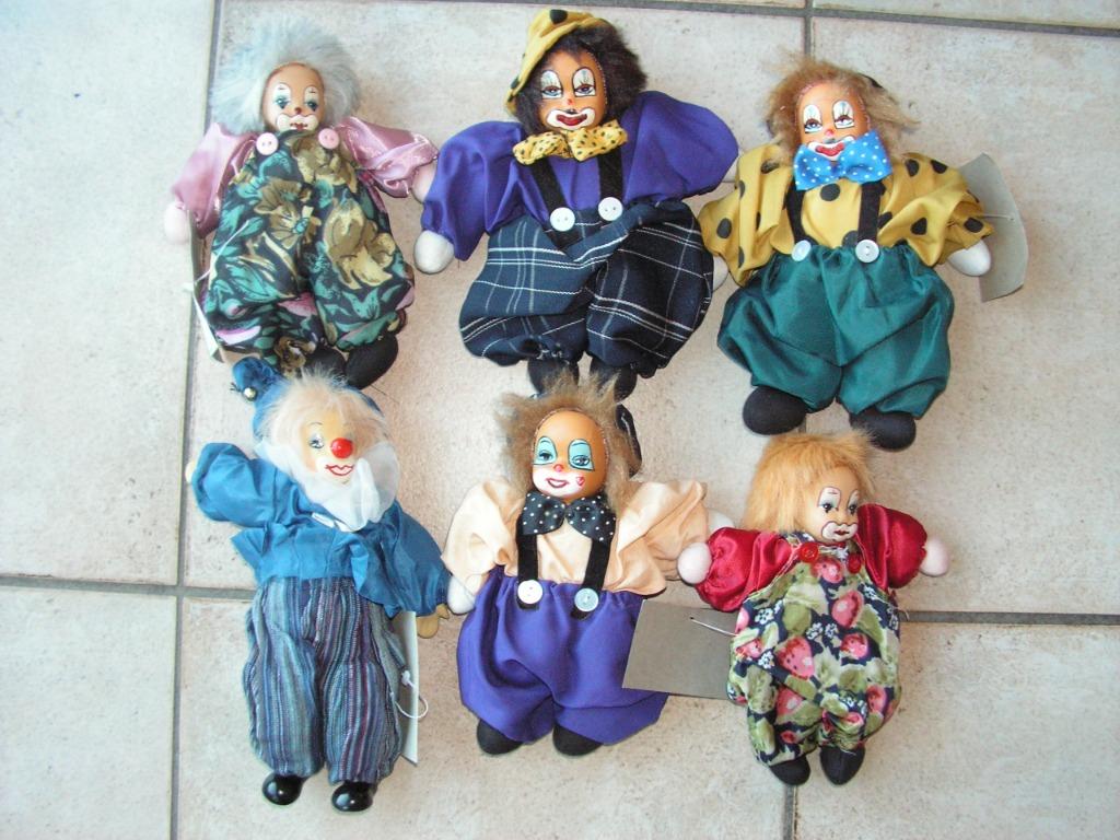 Set van 6 mooie clown verzamelpoppen., Verzamelen, Poppen, Ophalen of Verzenden, Zo goed als nieuw, Overige typen