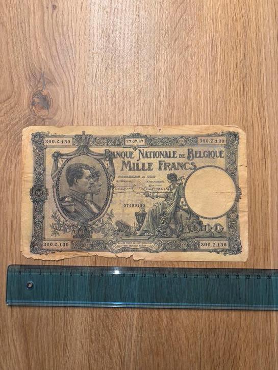 1000 Frank - Model 1919 Blauw, Postzegels en Munten, Ophalen of Verzenden, Los biljet