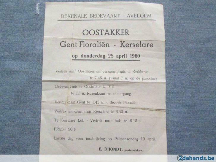 uitnodiging Bedevaart Oostakker (Avelgem 1960), Verzamelen, Verzenden