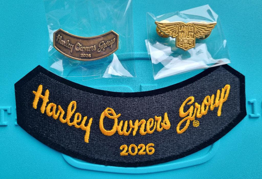 Épinglettes et écusson H.O.G. 2026, Motos, Enlèvement ou Envoi, Neuf