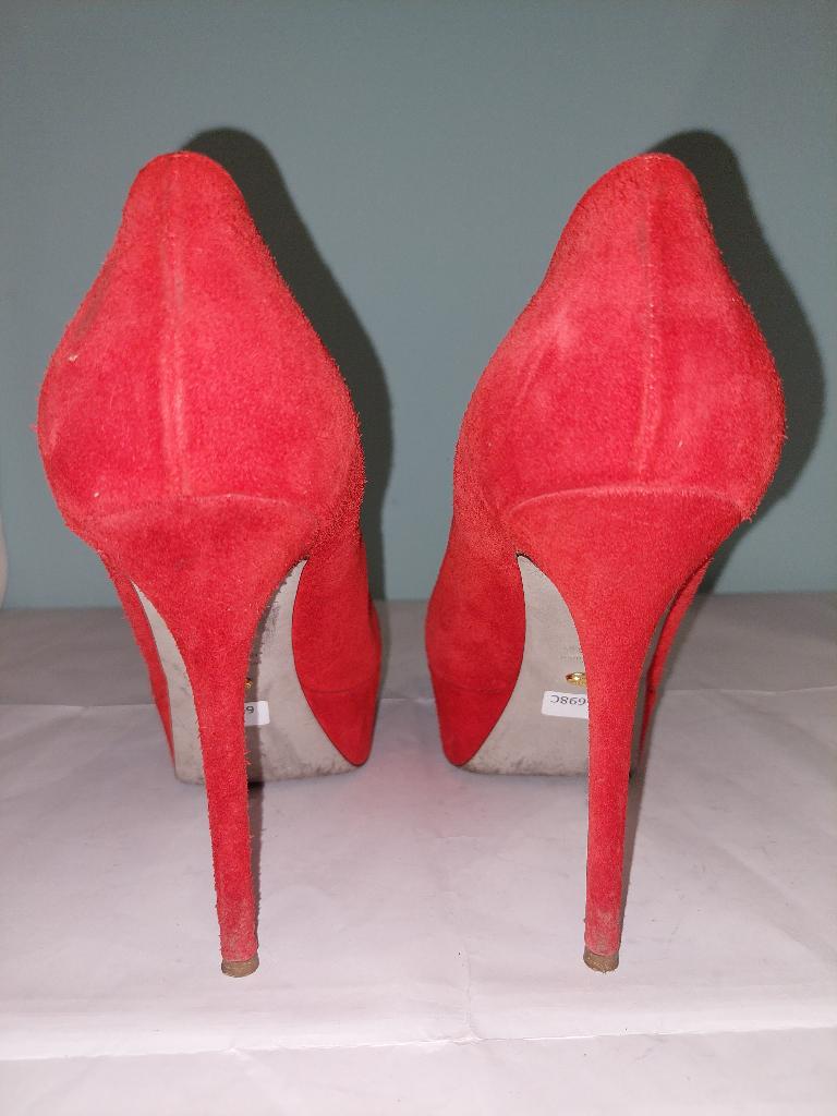 698C* Sergio ROSSI rode leren pumps met hoge hak (40), Kleding | Dames, Sergio rossi, Pumps, Verzenden, Gedragen