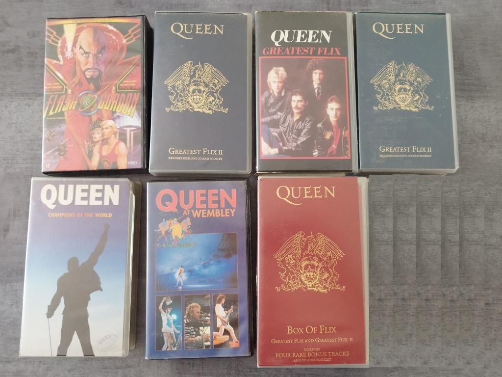 Queen - set VHS Concerts (6) + Flash Gordon, Cd's en Dvd's, Ophalen of Verzenden, Gebruikt, Muziek en Concerten