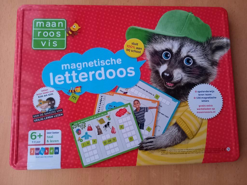 Nieuwstaat, Maan roos vis magnetische letterdoos, Kinderen en Baby's, Speelgoed | Educatief en Creatief, Zo goed als nieuw, Taal en Lezen