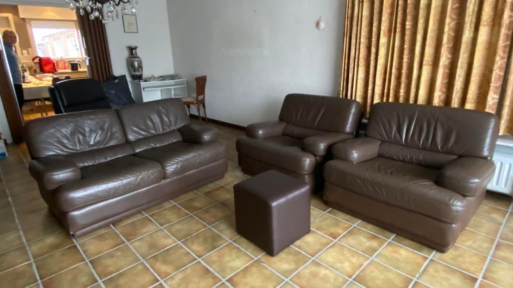 Lederen salon €100, Ophalen, Gebruikt