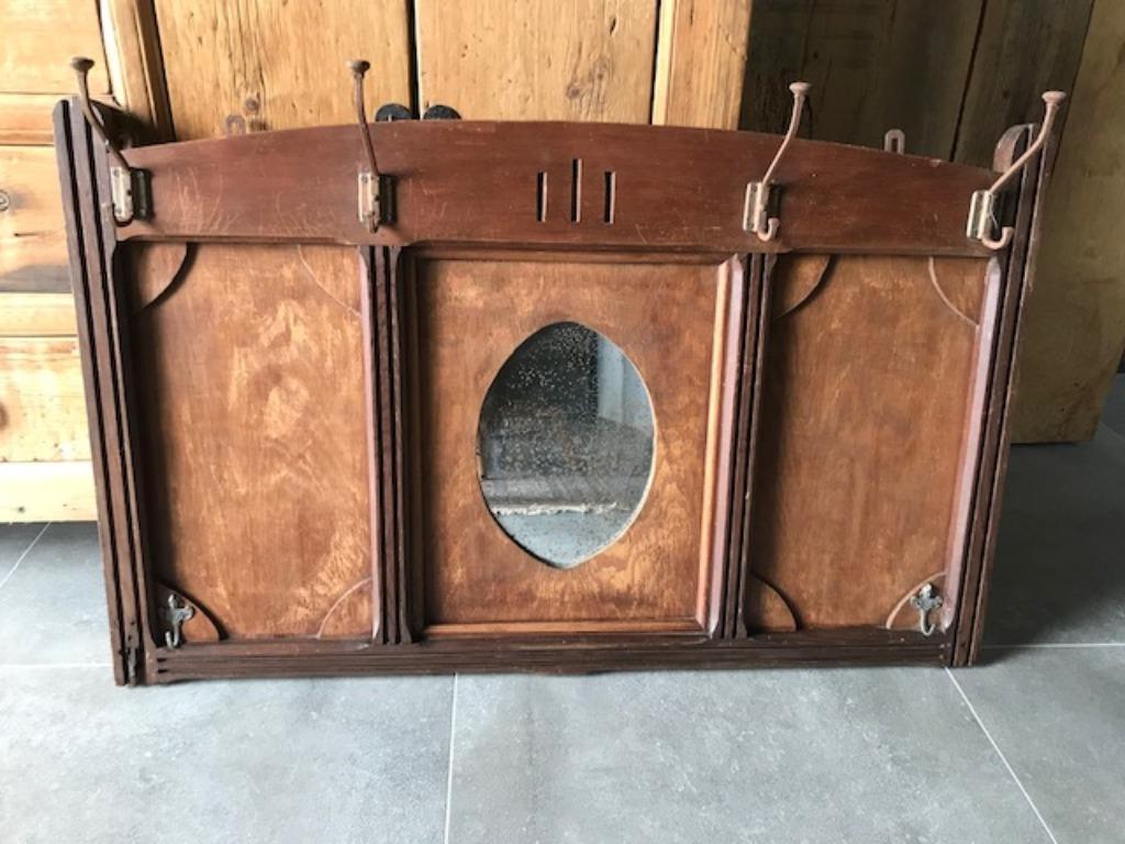 Retro kapstok met spiegel, Gebruikt, 100 tot 150 cm, Hout, Ophalen