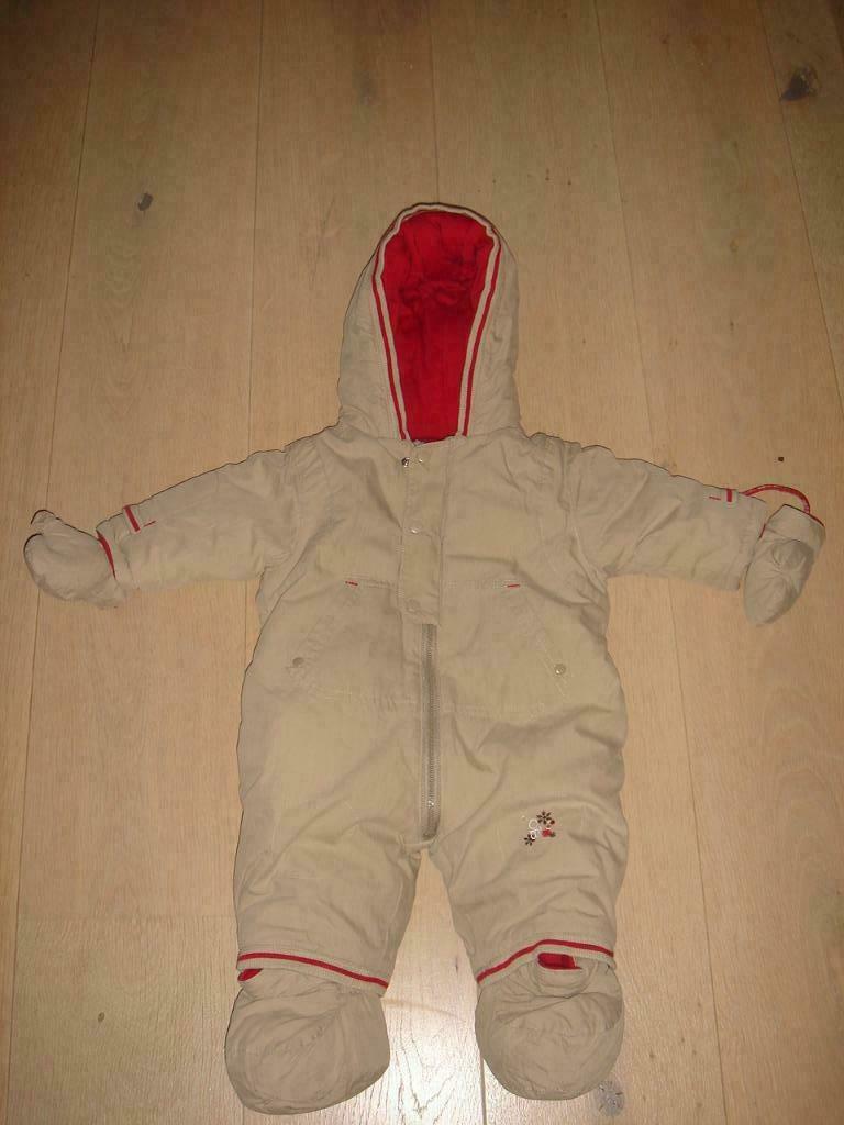 Beige rode winterpak skipak voor baby 3M, Kinderen en Baby's, MET, Jongetje of Meisje, Ophalen of Verzenden, Zo goed als nieuw
