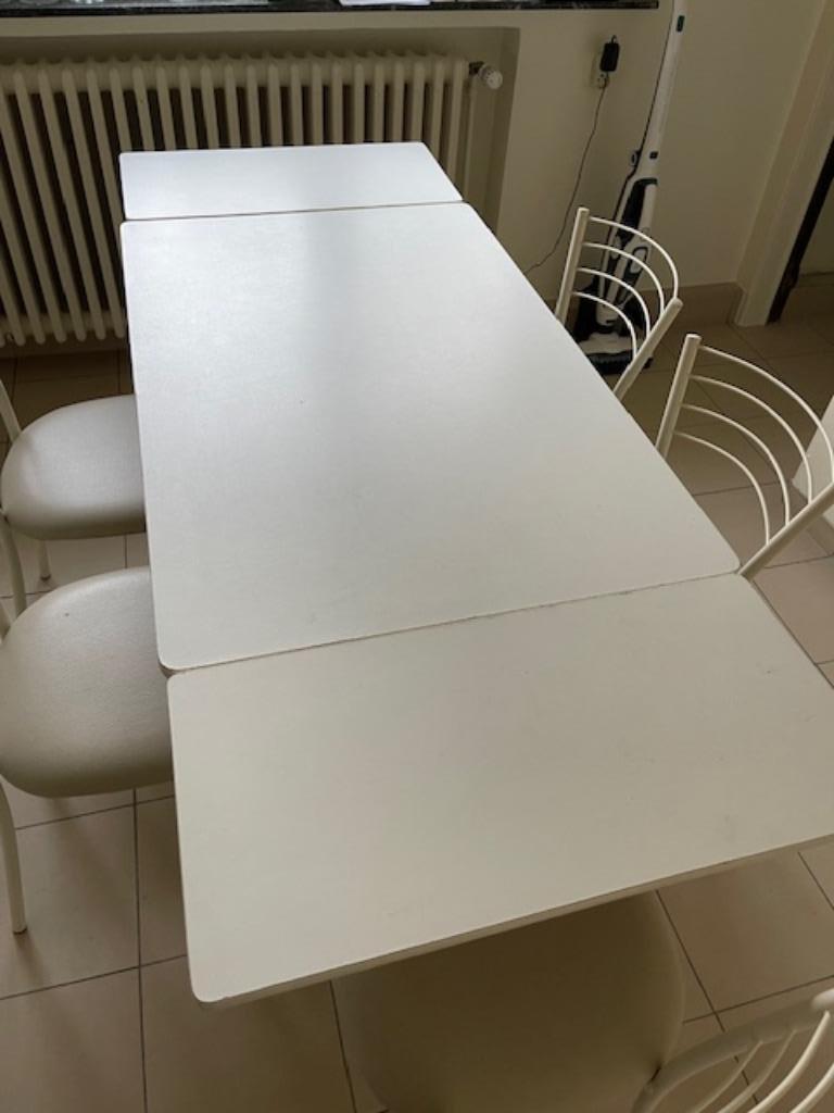 tafel en stoelen, Huis en Inrichting, Tafels | Eettafels, Ophalen, Gebruikt, 50 tot 100 cm, Vijf personen of meer