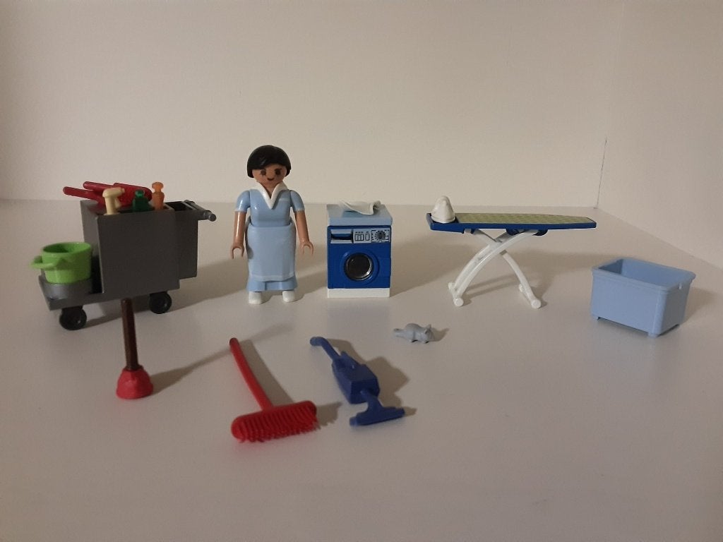 Femme de ménage PlayMobil - complète, Enlèvement ou Envoi, Comme neuf, Kit complet, Figurines