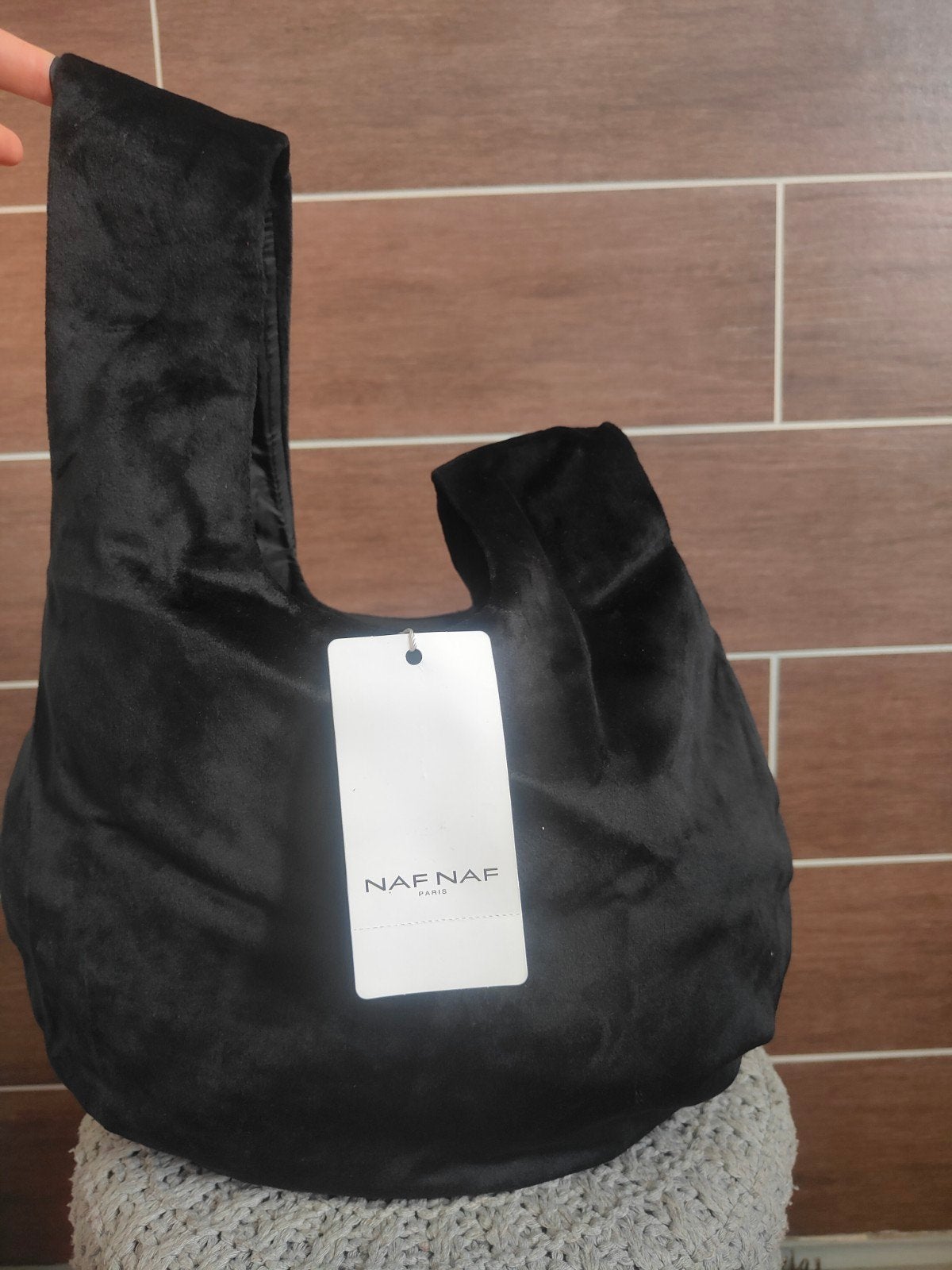 NAF NAF Hobo handtas - zwart fluweel, Ophalen of Verzenden, Nieuw, Zwart, Handtas