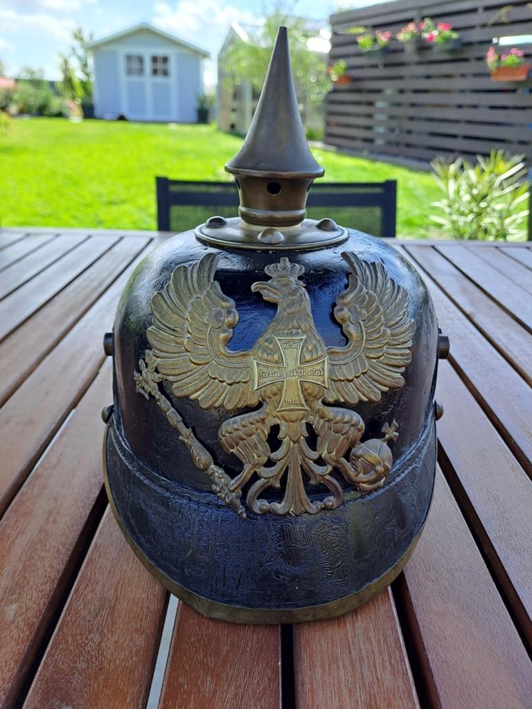 Casque à pointe de réserviste prussien modèle 1895 ww1 14-18, Collections, Objets militaires | Général, Enlèvement ou Envoi, Armée de terre