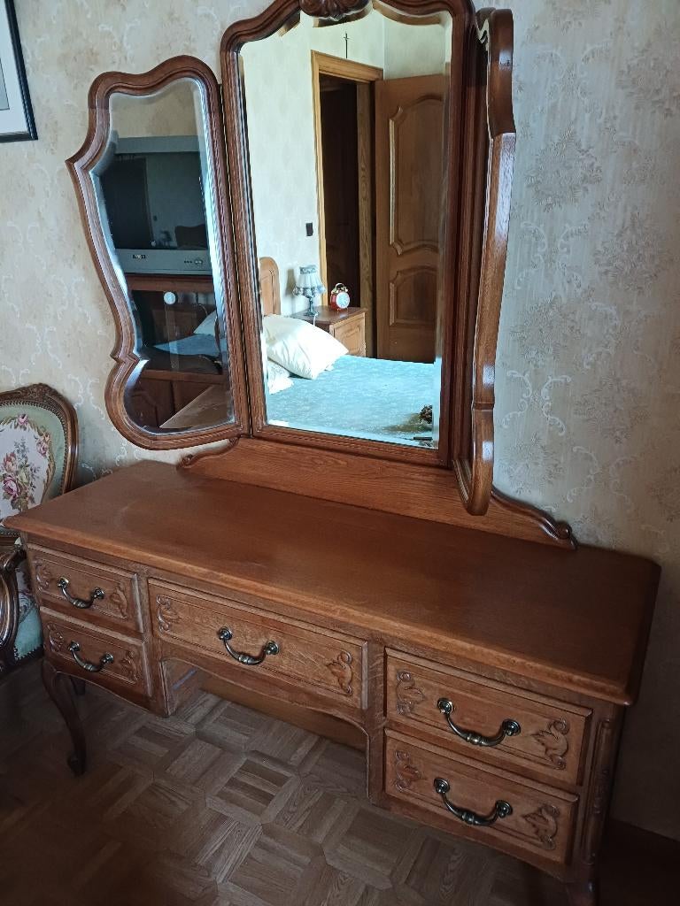 Vintage houten kaptafel, Ophalen, Gebruikt, 150 tot 200 cm, 150 tot 200 cm