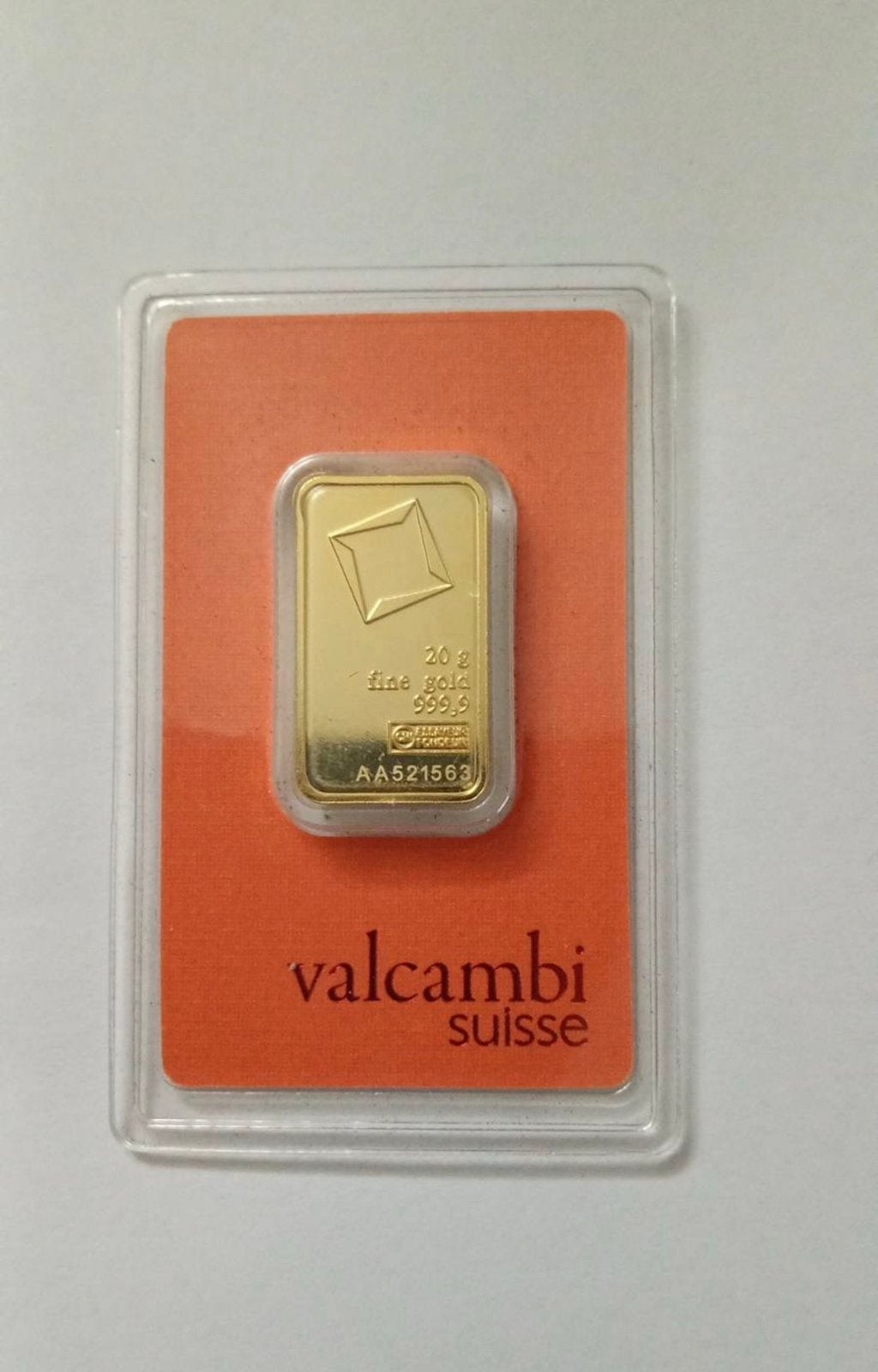 Valcambi Gold Bar 20g – 999.9 Fine Gold TILBURG, Postzegels en Munten, Ophalen, Goud