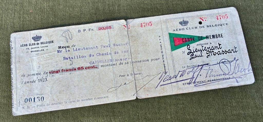 Carte de membre de l'Aéro Club de Belgique, 1923, Enlèvement ou Envoi