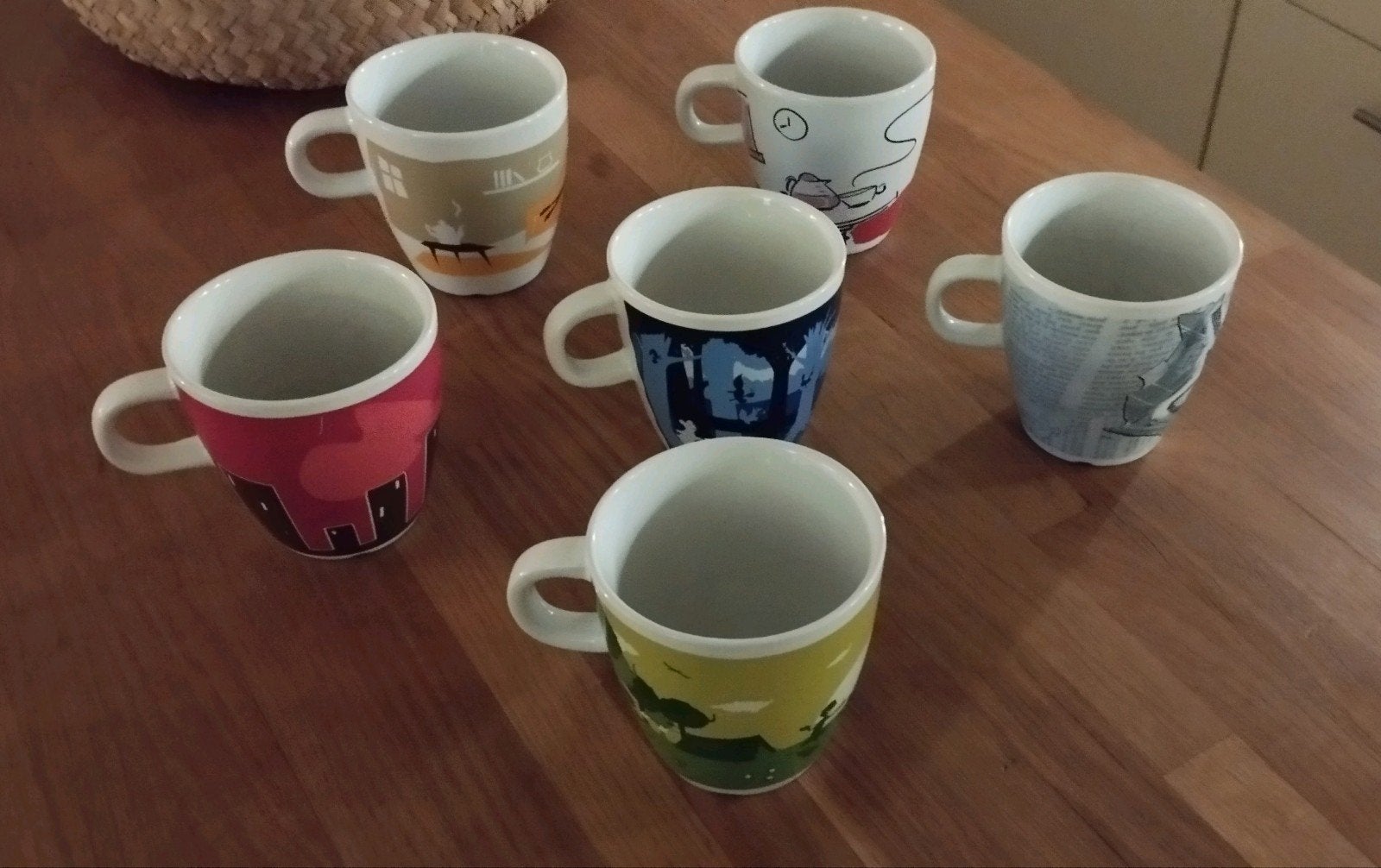 Lot de 6 tasses vintage Douwe Egberts – collection originale, Enlèvement, Utilisé, Vintage