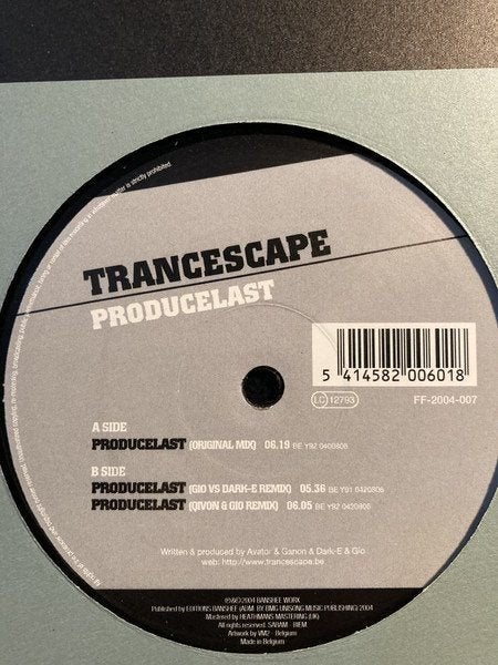 Trancescape - Producelast, CD & DVD, Vinyles | Dance & House, Utilisé, House, 12 pouces, Enlèvement ou Envoi