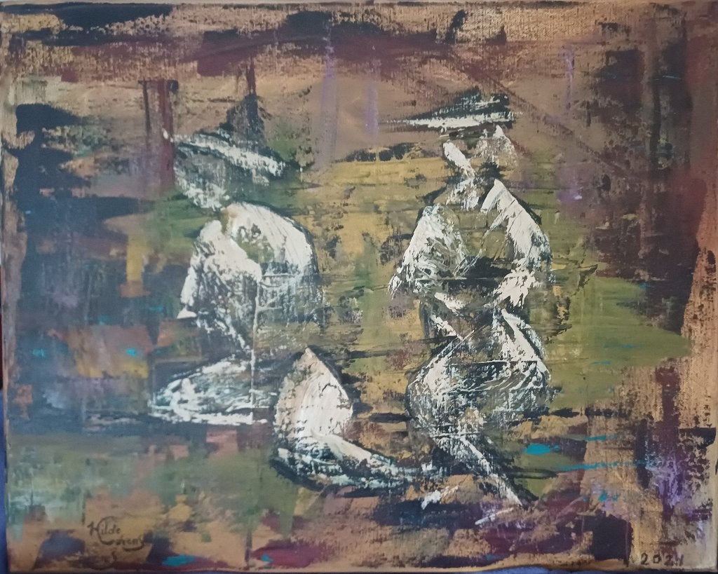 Schilderij 'date', olieverf paletmes, nieuw., Antiquités & Art, Art | Peinture | Moderne, Enlèvement, Peinture à l'huile