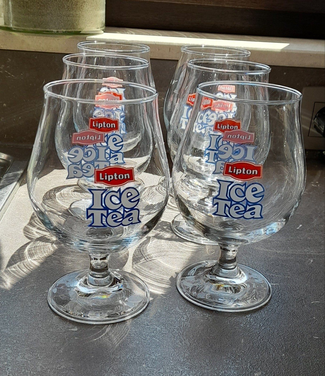 5 x ice tea glazen, Ophalen of Verzenden, Zo goed als nieuw, Frisdrankglas