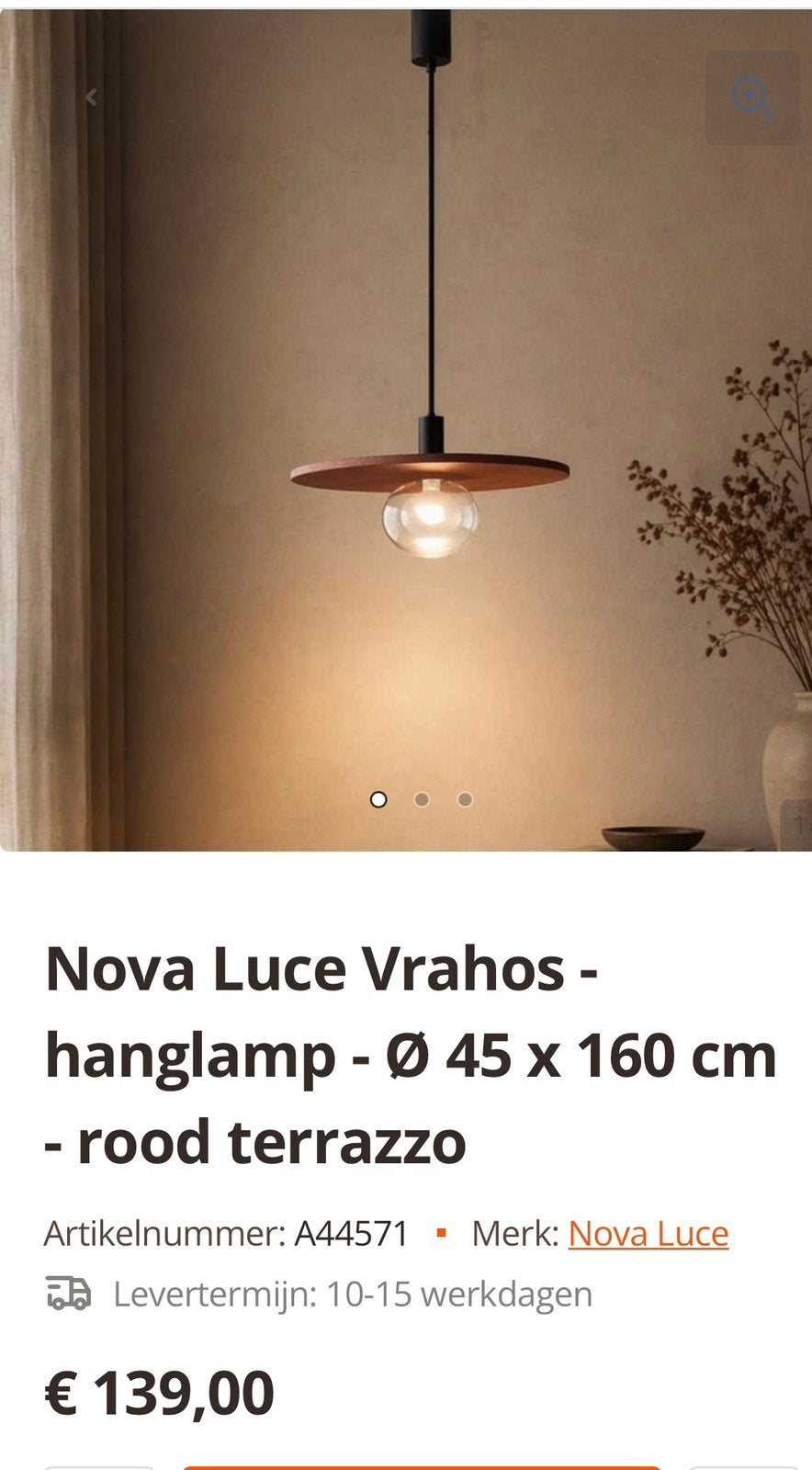 Nieuwe hanglamp Nova Luce Vrahos, Ophalen, Zo goed als nieuw