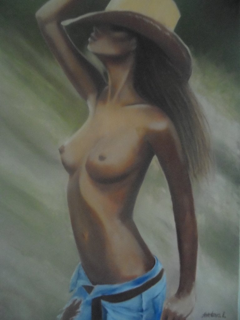 Peinture à l'huile cowgirl 2 (60x80cm), Portrait ou Personnes, Enlèvement ou Envoi, Signé, Peinture à l'huile