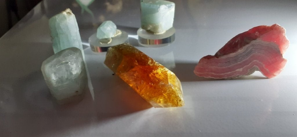 6  pierres précieuses AIGUE MARINE   CITRINE RHODOCHROSITE, Bijoux, Sacs & Beauté, Enlèvement ou Envoi, Comme neuf